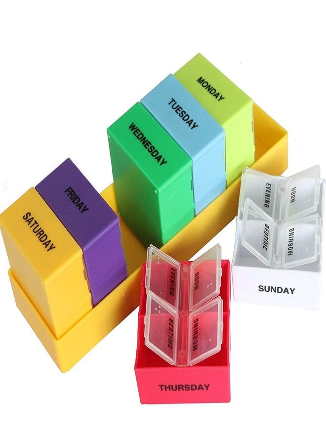 Topinon 7 Day 28 Compartment Pill Box | Weekly Medicine Organizer with Morning, Noon, Night Sections | Portable Pill Storage Container Case for Tablets, Vitamins, and Supplements - Image 1
